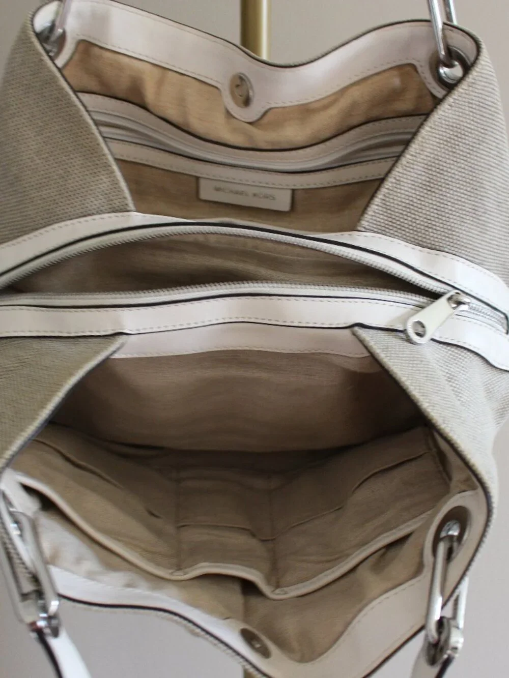 Michael Kors Raven Beige Canvas Tote